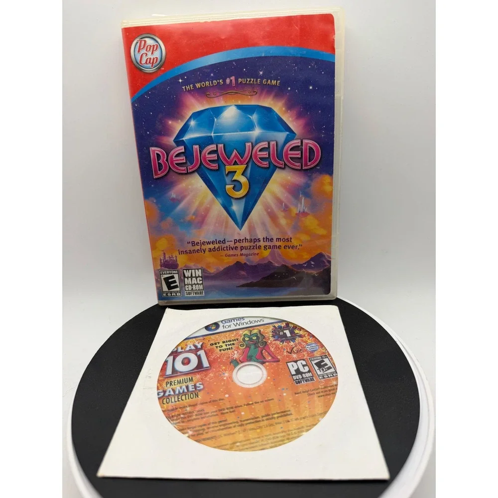Bejeweled 3 PC Mac CD-ROM PopCap Games w/ Bonus Bejeweled Blitz &‎ Play 101 Disc